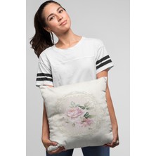 RugViva Çift Taraflı Kırlent Yastık Kılıfı Çiçekli Dokuma Premium Tay Tüyü Kumaş 43X43 Cm KRL314