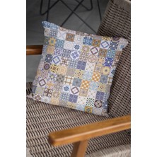 RugViva Premium Tay Tüyü Çift Taraflı Kırlent Yastık Kılıfı Dokuma  Çini Desenli Kumaş 43X43 Cm KRL198