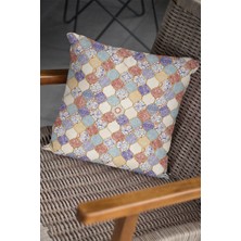 RugViva Çift Taraflı Kırlent Yastık Kılıfı Premium Tay Tüyü Dokuma Kumaş Çini Desenli 43X43 Cm KRL200