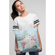 RugViva Çift Taraflı Kırlent Yastık Kılıfı Çiçekli Dokuma Premium Tay Tüyü Kumaş 43X43 Cm KRL131