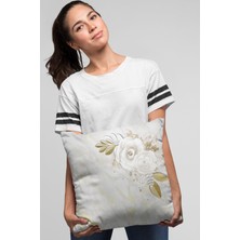 RugViva Çiçekli Kırlent Yastık Kılıfı Premium Tay Tüyü Dokuma Kumaş Çift Taraflı 43X43 Cm KRL437