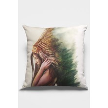 RugViva Çift Taraflı Kırlent Yastık Kılıfı Premium Tay Tüyü Dokuma Kızıl Derili Kumaş 43X43 Cm KRL063