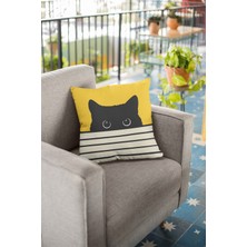 RugViva Premium Tay Tüyü Dokuma Kedili Kumaş Çift Taraflı Kırlent Yastık Kılıfı 43X43 Cm KRL064