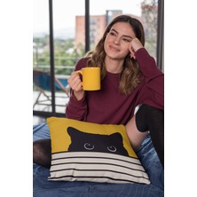 RugViva Premium Tay Tüyü Dokuma Kedili Kumaş Çift Taraflı Kırlent Yastık Kılıfı 43X43 Cm KRL064