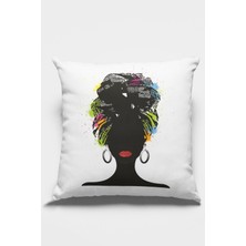 RugViva Premium Afrikalı Silüet Tay Tüyü Çift Taraflı Kırlent Yastık Kılıfı Dokuma Kumaş 43X43 Cm KRL062