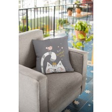 RugViva Tay Tüyü Dokuma Premium Kedili Kumaş Çift Taraflı Kırlent Yastık Kılıfı 43X43 Cm KRL440