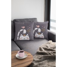 RugViva Tay Tüyü Dokuma Premium Kedili Kumaş Çift Taraflı Kırlent Yastık Kılıfı 43X43 Cm KRL440