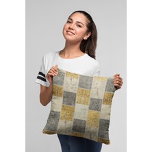 RugViva Çift Taraflı Kırlent Yastık Kılıfı Premium Tay Tüyü Dokuma Patchwork Kumaş 43X43 Cm KRL296