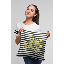 RugViva Limonlu Premium Kumaş Tay Tüyü Dokuma Dekoratif Çift Taraflı Kırlent Kılıfı 43X43 Cm KRL116