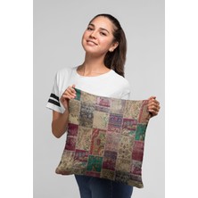 RugViva Patchwork Dokuma Premium Tay Tüyü Kumaş Çift Taraflı Kırlent Yastık Kılıfı 43X43 Cm KRL293