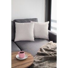 RugViva Premium Tay Tüyü Dokuma Kumaş Çift Taraflı Kaz Ayağı Kırlent Yastık Kılıfı 43X43 Cm KRL286