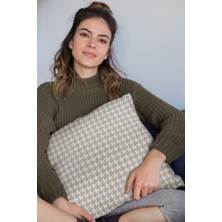 RugViva Premium Tay Tüyü Dokuma Kumaş Çift Taraflı Kaz Ayağı Kırlent Yastık Kılıfı 43X43 Cm KRL286