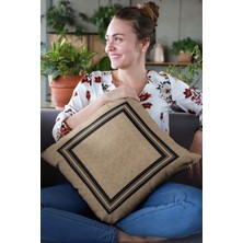 RugViva Hasır Görünümlü Dokuma Premium Tay Tüyü Kumaş Çift Taraflı Kırlent Yastık Kılıfı 43X43 Cm KRL190