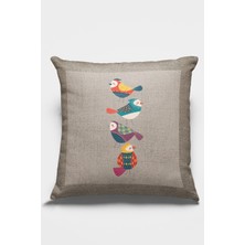 RugViva Tay Tüyü Dokuma Premium Kumaş Çift Taraflı Kırlent Kuşlu Yastık Kılıfı 43X43 Cm KRL210