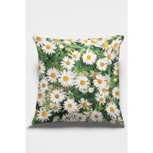 RugViva Tay Tüyü Dokuma Premium Kumaş Dekoratif Çift Taraflı Papatyalı Kırlent Kılıfı 43X43 Cm KRL318