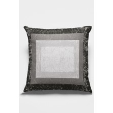 RugViva Tay Tüyü Dokuma Premium Kumaş Çift Taraflı Kırlent Yastık Kılıfı Klasik Çerçeveli 43X43 Cm KRL365