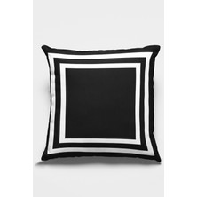 RugViva Çift Taraflı Kırlent Yastık Kılıfı Modern Çerçeveli Dokuma Premium Tay Tüyü Kumaş 43X43 Cm KRL322