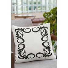 RugViva Tay Tüyü Dokuma Premium Kumaş Çift Taraflı Kırlent Yastık Kılıfı Sarmal Çerçeveli 43X43 Cm KRL317