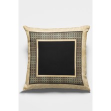 RugViva Çift Taraflı Kırlent Yastık Kılıfı Zincir Çerçeveli Dokuma Premium Tay Tüyü Kumaş 43X43 Cm KRL395
