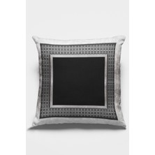 RugViva Çift Taraflı Kırlent Yastık Kılıfı Zincir Çerçeveli Dokuma Premium Tay Tüyü Kumaş 43X43 Cm KRL399
