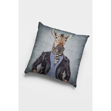RugViva Kıyafetli Zebra Premium Tay Tüyü Dokuma Kumaş Çift Taraflı Kırlent Kılıfı 43X43 Cm KRL869