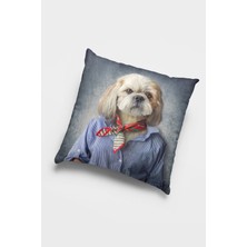 RugViva Kıyafetli Köpek Premium Tay Tüyü Dokuma Kumaş Çift Taraflı Kırlent Kılıfı 43X43 Cm KRL953
