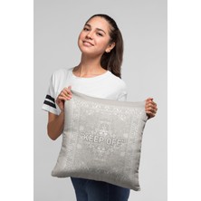 RugViva Dokuma Keep Off Premium Tay Tüyü Kumaş Çift Taraflı Kırlent Yastık Kılıfı 43X43 Cm KRL454