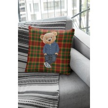 RugViva Dokuma Premium Tay Tüyü Kumaş Çift Taraflı Mr. Teddy Bear Kırlent Yastık Kılıfı 43X43 Cm KRL901