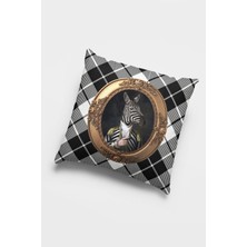 RugViva Premium Tay Tüyü Çift Taraflı Kırlent Kıyafetli Hayvanlar Zebra Kılıfı Dokuma Kumaş 43X43 Cm KRL945