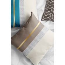 RugViva Dokuma Kumaş Varak Çizgili Premium Tay Tüyü Çift Taraflı Kırlent Yastık Kılıfı 43X43 Cm KRL984