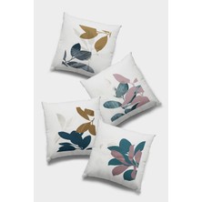 RugViva Çift Taraflı 4'lü Kırlent Kılıfı 43X43 Cm Gizli Fermuar Tay Tüyü Premium Dokuma Kumaş 4KR010