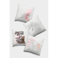 RugViva Çift Taraflı 4'lü Kırlent Kılıfı 43X43 Cm Gizli Fermuar Dokuma Premium Tay Tüyü Kumaş 4KR011