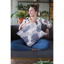 RugViva Dokuma Kumaş Premium Tay Tüyü Çift Taraflı Kırlent Yastık Kılıfı Yapraklı 43X43 Cm KRL047