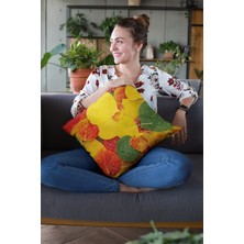 RugViva Yapraklı Dokuma Premium Tay Tüyü Kumaş Çift Taraflı Kırlent Yastık Kılıfı 43X43 Cm KRL070