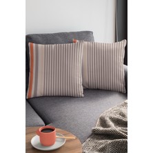 RugViva Premium Tay Tüyü Dokuma Kumaş Çift Taraflı Kırlent Yastık Kılıfı Çizgili 43X43 Cm KRL177