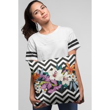 RugViva Çift Taraflı Kırlent Yastık Kılıfı Çiçekli Dokuma Premium Tay Tüyü Kumaş 43X43 Cm KRL405