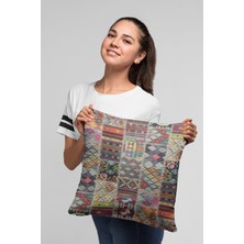 RugViva Tay Tüyü Dokuma Premium Kumaş Çift Taraflı Kırlent Patchwork Yastık Kılıfı 43X43 Cm KRL152