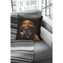 RugViva Tay Tüyü Dokuma Premium Kumaş Dekoratif Çift Taraf Arap Kızı Kırlent Yastık Kılıfı 43X43 Cm KRL129