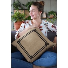RugViva Premium Tay Tüyü Dokuma Kumaş Çift Taraflı Hasır Görünümlü Kırlent Yastık Kılıfı 43X43 Cm KRL181