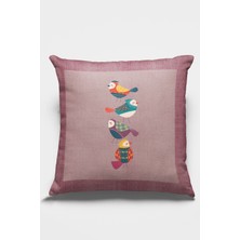 RugViva Premium Kuşlu Tay Tüyü Çift Taraflı Kırlent Yastık Kılıfı Dokuma Kumaş 43X43 Cm KRL213