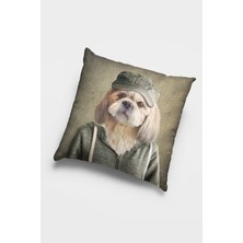 RugViva Tay Tüyü Dokuma Kıyafetli Köpek Premium Kumaş Çift Taraflı Kırlent Kılıfı 43X43 Cm KRL955