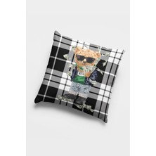 RugViva Premium Tay Tüyü Dokuma Kumaş Mr. Teddy Bear Çift Taraflı Kırlent Yastık Kılıfı 43X43 Cm KRL907