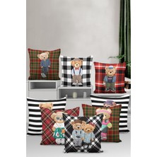 RugViva Premium Tay Tüyü Dokuma Kumaş Mr. Teddy Bear Çift Taraflı Kırlent Yastık Kılıfı 43X43 Cm KRL907