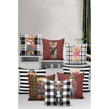 RugViva Premium Tay Tüyü Dokuma Kumaş Mr. Teddy Bear Çift Taraflı Kırlent Yastık Kılıfı 43X43 Cm KRL907
