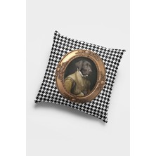 RugViva Çift Taraflı Kırlent Kılıfı Premium Tay Tüyü Dokuma Kumaş Kıyafetli Hayvanlar Köpek 43X43 Cm KRL938