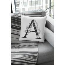 RugViva 43X43 Cm Tay Tüyü Döşemelik Premium Kumaş Dekoratif Çift Taraflı A Harfli Kırlent Kılıfı KRL500