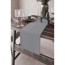 RugViva Gri Tek Renk Sade Ranır Masa Örtüsü Premimum Dokuma Kumaş Düz 40X140 Cm RNR010