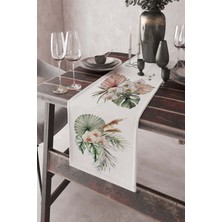 RugViva Elit Tay Tüyü Dokuma Leke Tutmaz Kumaş Masa Örtüsü Runner Pastel Çiçekli 40X140 Cm RNR135