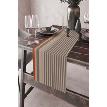 RugViva Dokuma Leke Tutmaz Elit Tay Tüyü Kumaş Masa Örtüsü Dikey Çizgili Runner 40X140 Cm RNR177