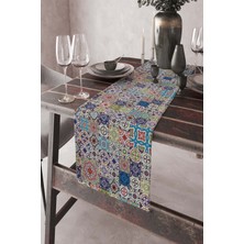 RugViva Çini Desen Elit Tay Tüyü Dokuma Leke Tutmaz Kumaş Masa Örtüsü Runner 40X140 Cm RNR197
